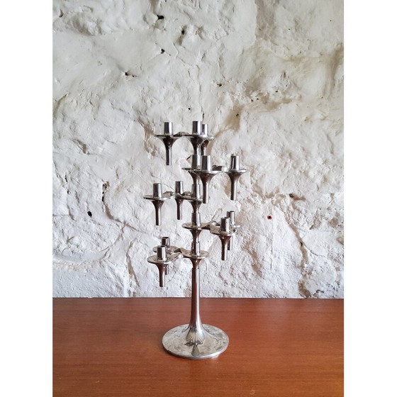Image 1 of Set of 6 vintage candlesticks and 1 Orion stand by Fritz Nagel and Ceasar Stoffi for Bmf, Germany 1970