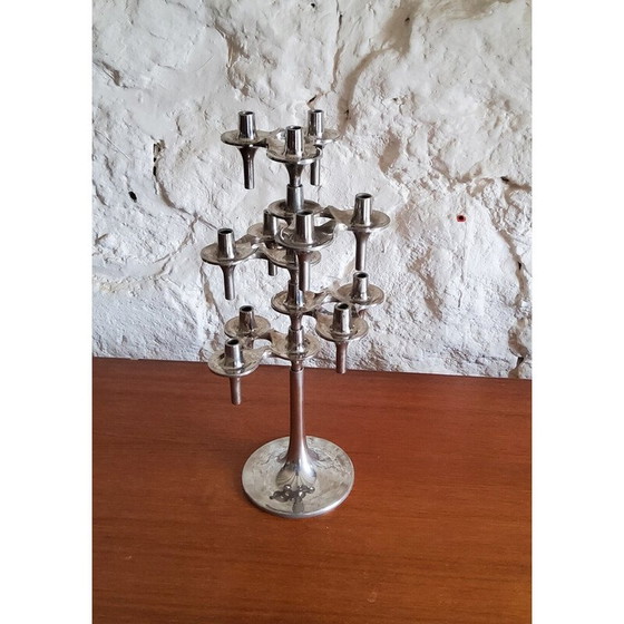 Image 1 of Set of 6 vintage candlesticks and 1 Orion stand by Fritz Nagel and Ceasar Stoffi for Bmf, Germany 1970