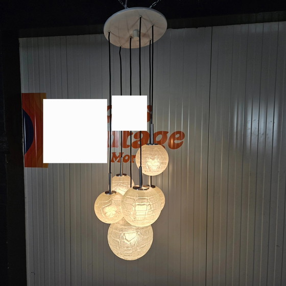 Image 1 of Lampe suspendue Doria vintage, verre soufflé à la main