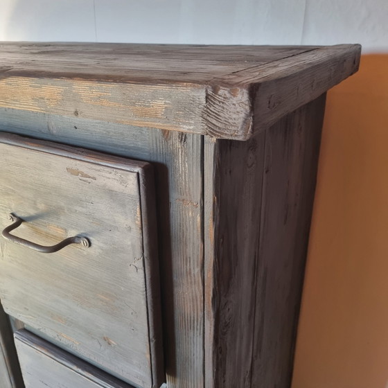 Image 1 of 1930s Grey Antique Pine Garage Workbench