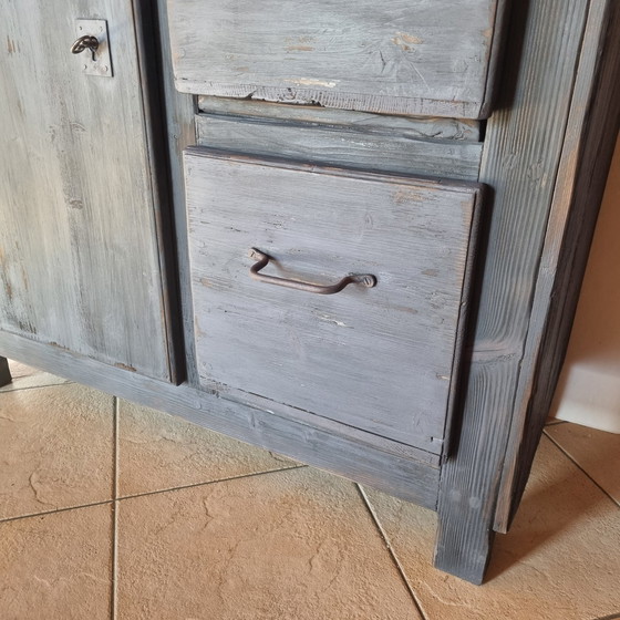 Image 1 of 1930s Grey Antique Pine Garage Workbench