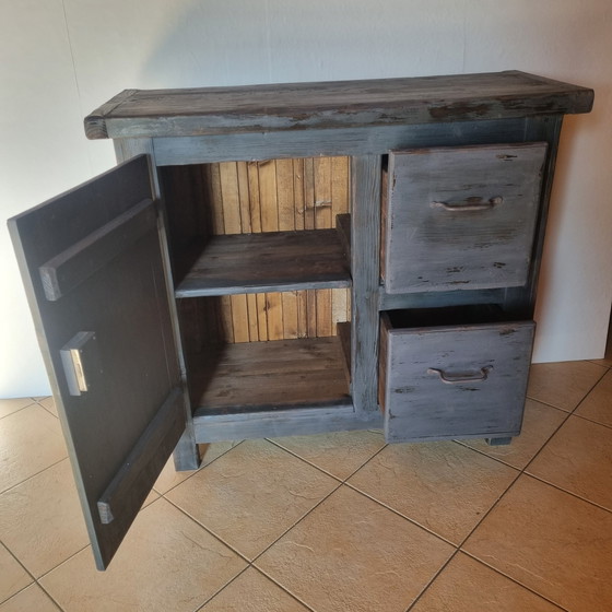 Image 1 of 1930s Grey Antique Pine Garage Workbench