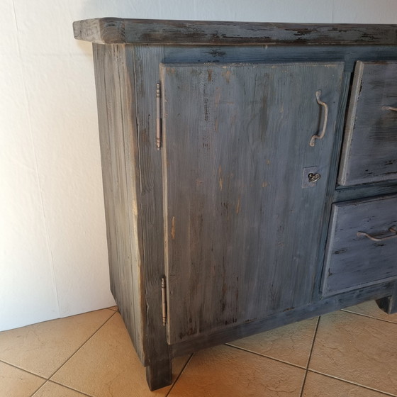 Image 1 of 1930s Grey Antique Pine Garage Workbench