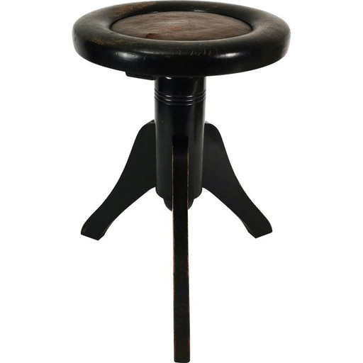 Vintage Art Deco piano stool in beech wood and leather, Germany 1930