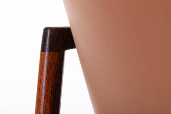 Image 1 of Cognac Leather & Rosewood Wingback Lounge Chair By Ib Kofod Larsen For Fröscher, 1970S