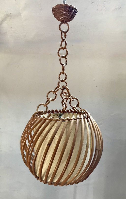 50's Wicker Hanging Lamp