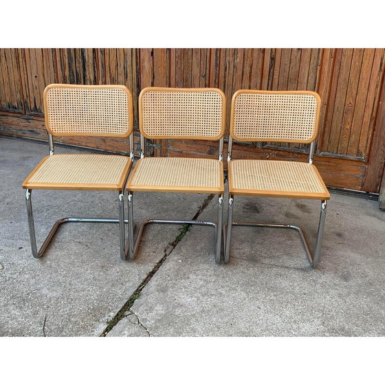 Image 1 of Conjunto de tres sillas italianas B32 Cesca de mediados de siglo de Marcel Breuer, década de 1970