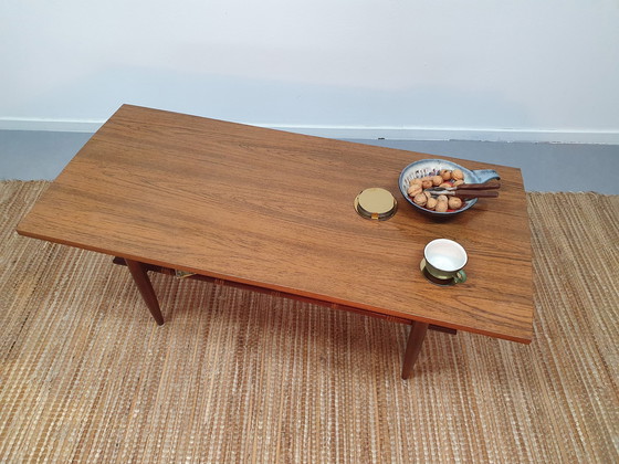 Image 1 of Mid - Century Coffee Table. Table With Woven Rattan.