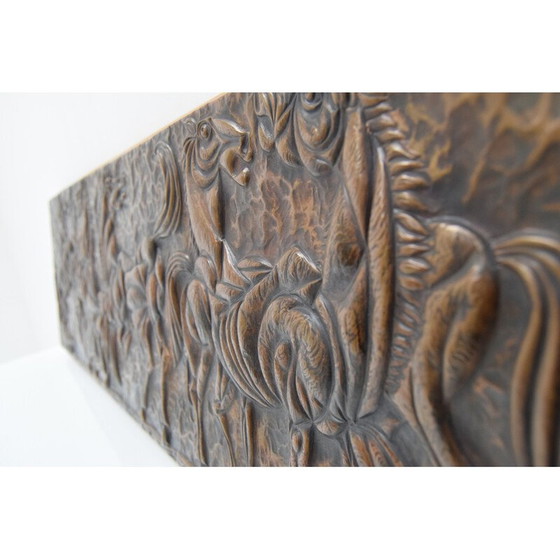 Image 1 of Mid-century wood and copper wall sculpture, Czechoslovakia 1968