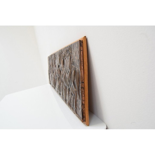 Mid-century wood and copper wall sculpture, Czechoslovakia 1968