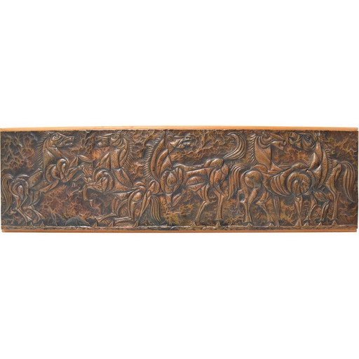 Mid-century wood and copper wall sculpture, Czechoslovakia 1968