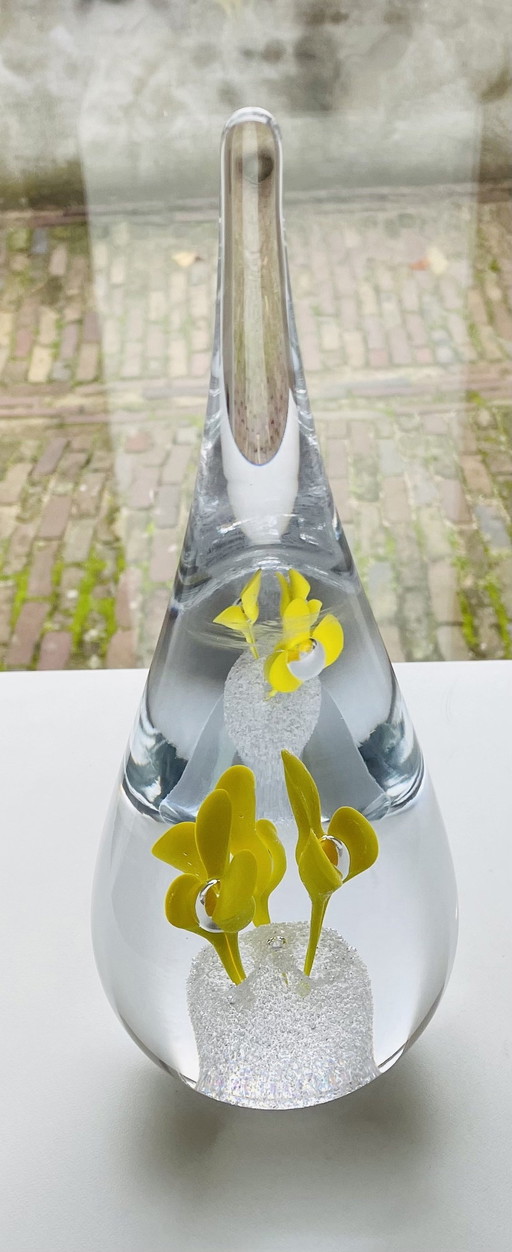 Xl Glass Object " Flower" By Jan Machalek