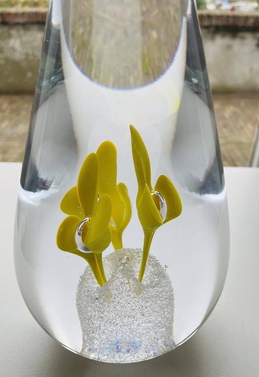 Xl Glass Object " Flower" By Jan Machalek