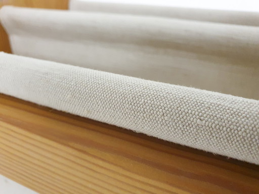 Portariviste scandinavo moderno in legno di pino e lino, Danimarca anni '70