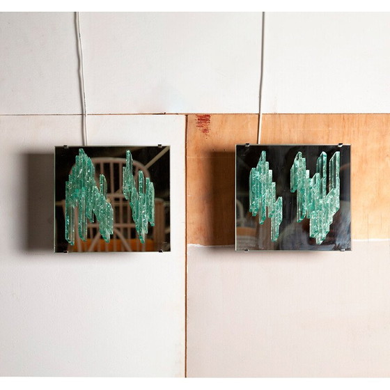 Image 1 of Coppia di applique vintage in vetro specchiato C 1715 di Willem Van Oyen per Raak, Paesi Bassi 1968