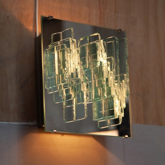 Image 1 of Coppia di applique vintage in vetro specchiato C 1715 di Willem Van Oyen per Raak, Paesi Bassi 1968