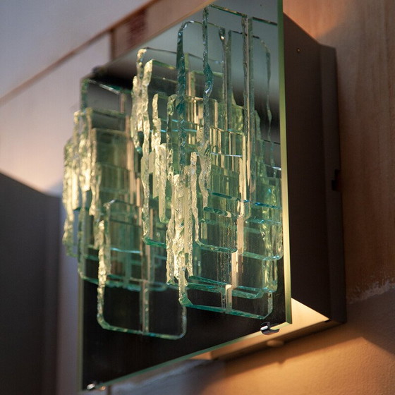 Image 1 of Coppia di applique vintage in vetro specchiato C 1715 di Willem Van Oyen per Raak, Paesi Bassi 1968