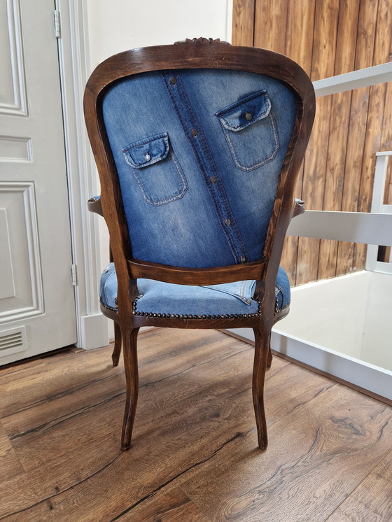 Image 1 of Classic armchair with denim fabric