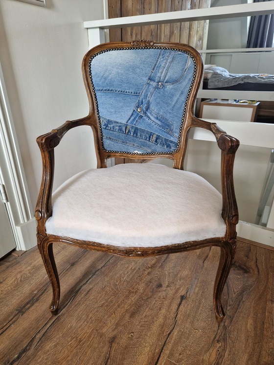 Image 1 of Classic armchair with denim fabric