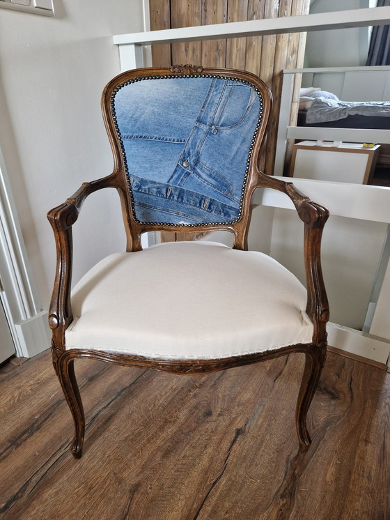 Image 1 of Classic armchair with denim fabric