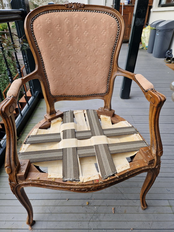 Image 1 of Classic armchair with denim fabric