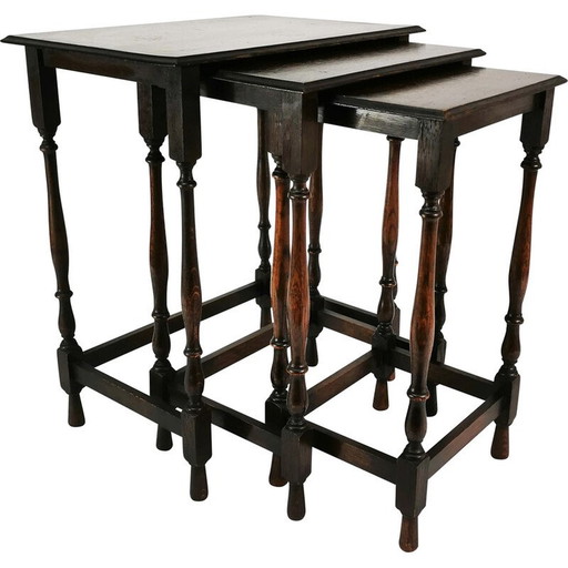 Vintage nesting tables in walnut wood, England 1920