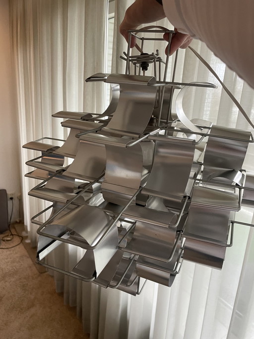 Vintage Aluminium Chandelier Cassiopeia Mode By Max Sauze 1970