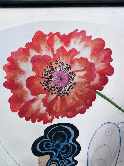 Painting By Michel Emblem "Nymphe Coquelicot" (Poppy Nymph)