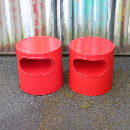 Pair of vintage "Giano Vano" fibreglass bedside tables by Emma Gismondi for Artemide, 1973