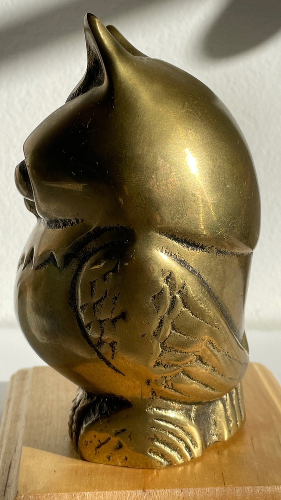 Image 1 of Fermacarte o oggetto decorativo a forma di gufo in ottone vintage