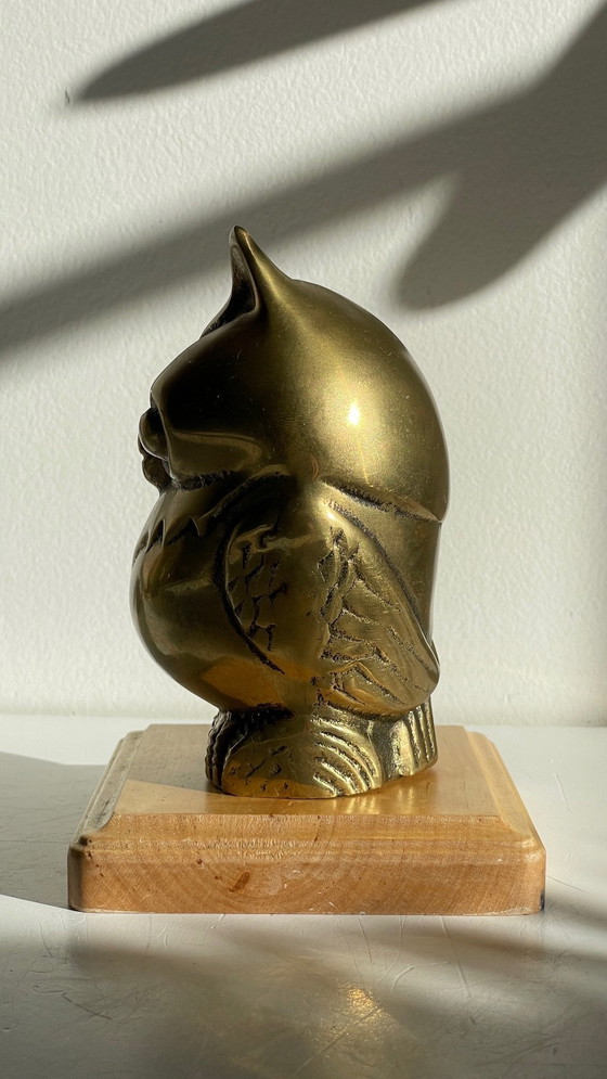 Image 1 of Fermacarte o oggetto decorativo a forma di gufo in ottone vintage