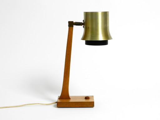 Mid Century table lamp made of teak, with aluminum shade | Made in Denmark