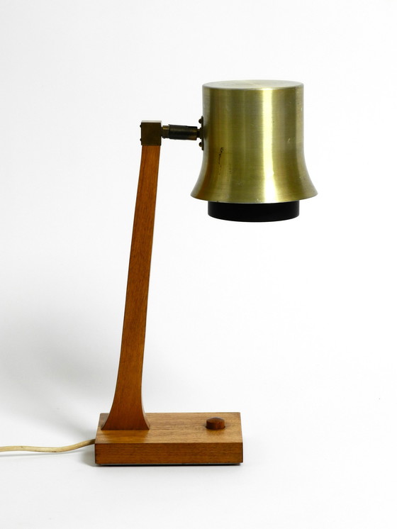 Image 1 of Mid Century table lamp made of teak, with aluminum shade | Made in Denmark