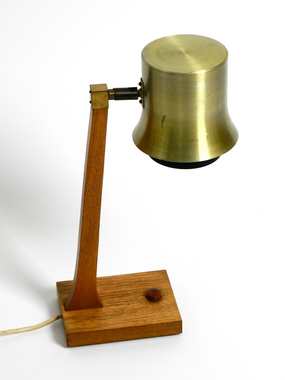 Image 1 of Mid Century table lamp made of teak, with aluminum shade | Made in Denmark