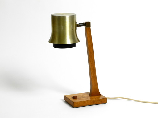 Mid Century table lamp made of teak, with aluminum shade | Made in Denmark