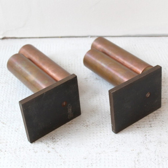 Image 1 of Pair of copper and bakelite magazine rack holders - 1940s