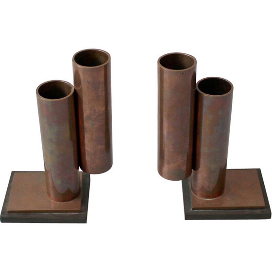 Image 1 of Pair of copper and bakelite magazine rack holders - 1940s