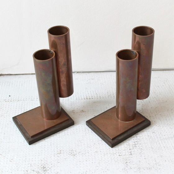 Image 1 of Pair of copper and bakelite magazine rack holders - 1940s