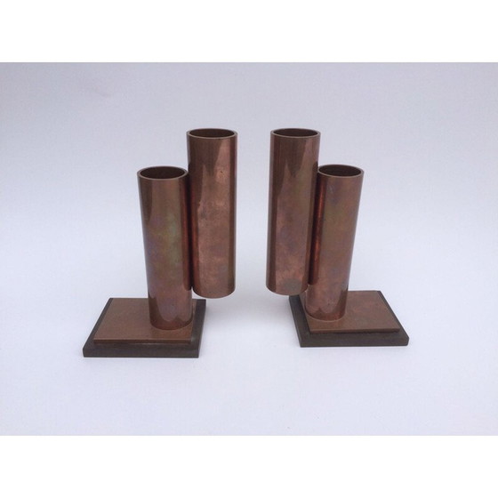 Image 1 of Pair of copper and bakelite magazine rack holders - 1940s