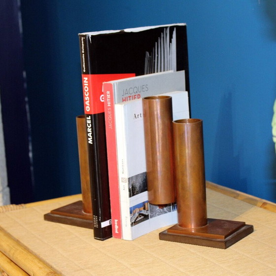 Image 1 of Pair of copper and bakelite magazine rack holders - 1940s