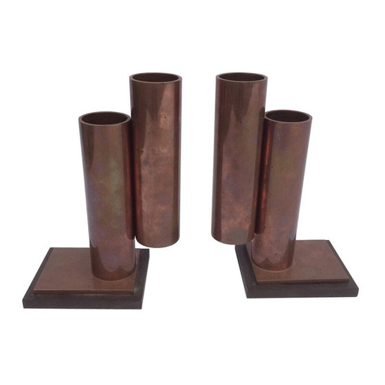 Image 1 of Pair of copper and bakelite magazine rack holders - 1940s