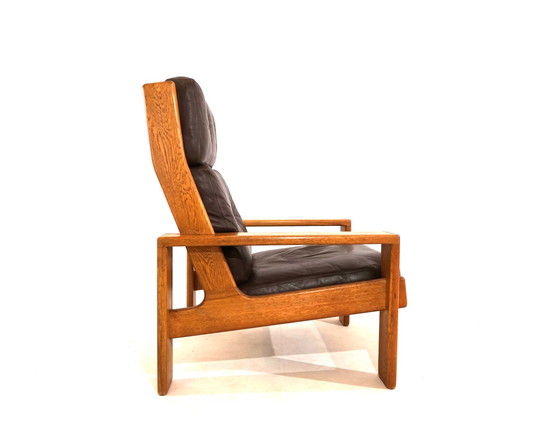 Image 1 of Asko Bonanza brown high-back leather armchair by Esko Pajamies