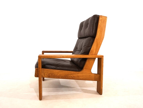 Image 1 of Asko Bonanza brown high-back leather armchair by Esko Pajamies