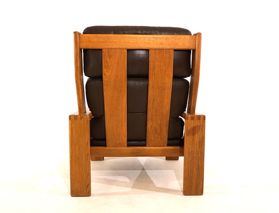 Image 1 of Asko Bonanza brown high-back leather armchair by Esko Pajamies