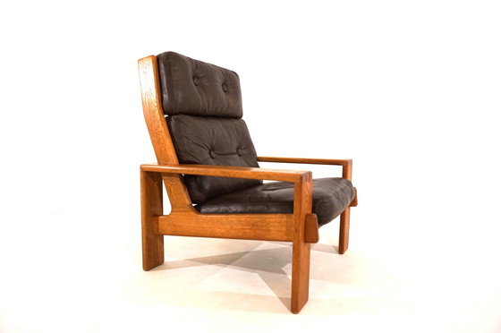 Image 1 of Asko Bonanza brown high-back leather armchair by Esko Pajamies