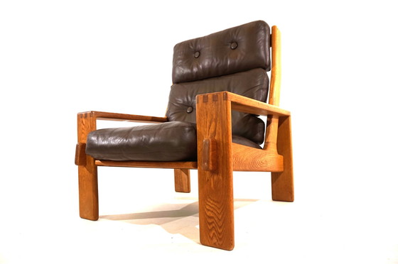 Image 1 of Asko Bonanza brown high-back leather armchair by Esko Pajamies