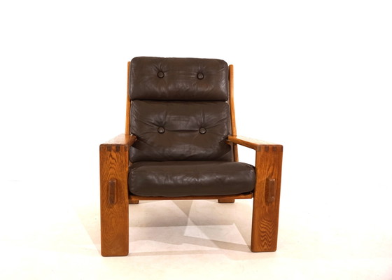 Image 1 of Asko Bonanza brown high-back leather armchair by Esko Pajamies