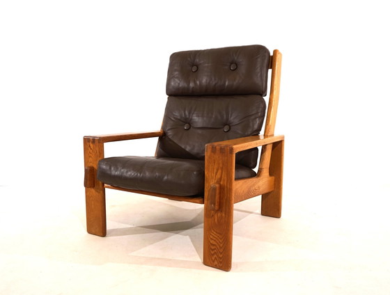 Image 1 of Asko Bonanza brown high-back leather armchair by Esko Pajamies