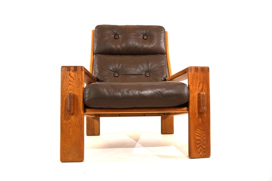 Image 1 of Asko Bonanza brown high-back leather armchair by Esko Pajamies