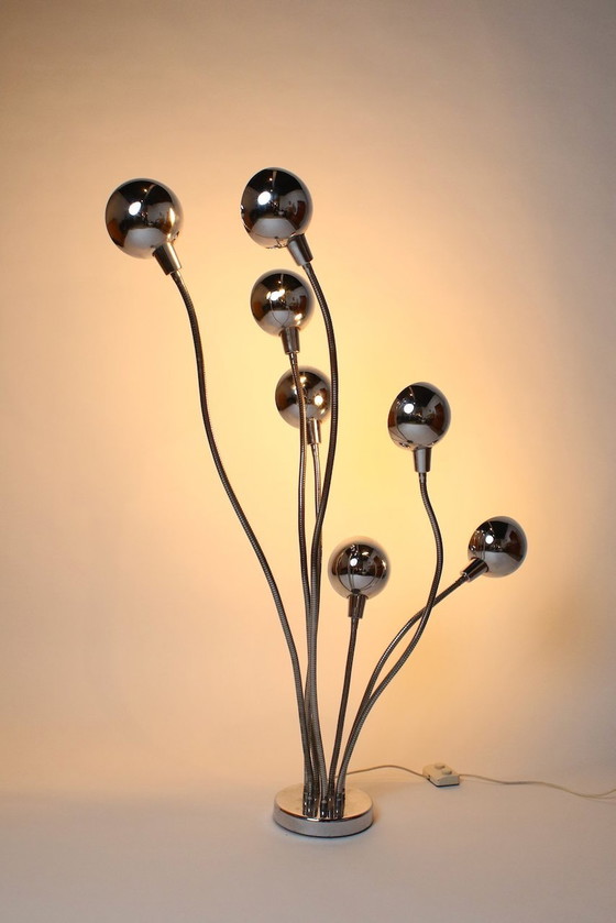 Image 1 of Hydra 7 Head Floor Lamp By Pierre Folie Ed Jacques Charpentier, 1970